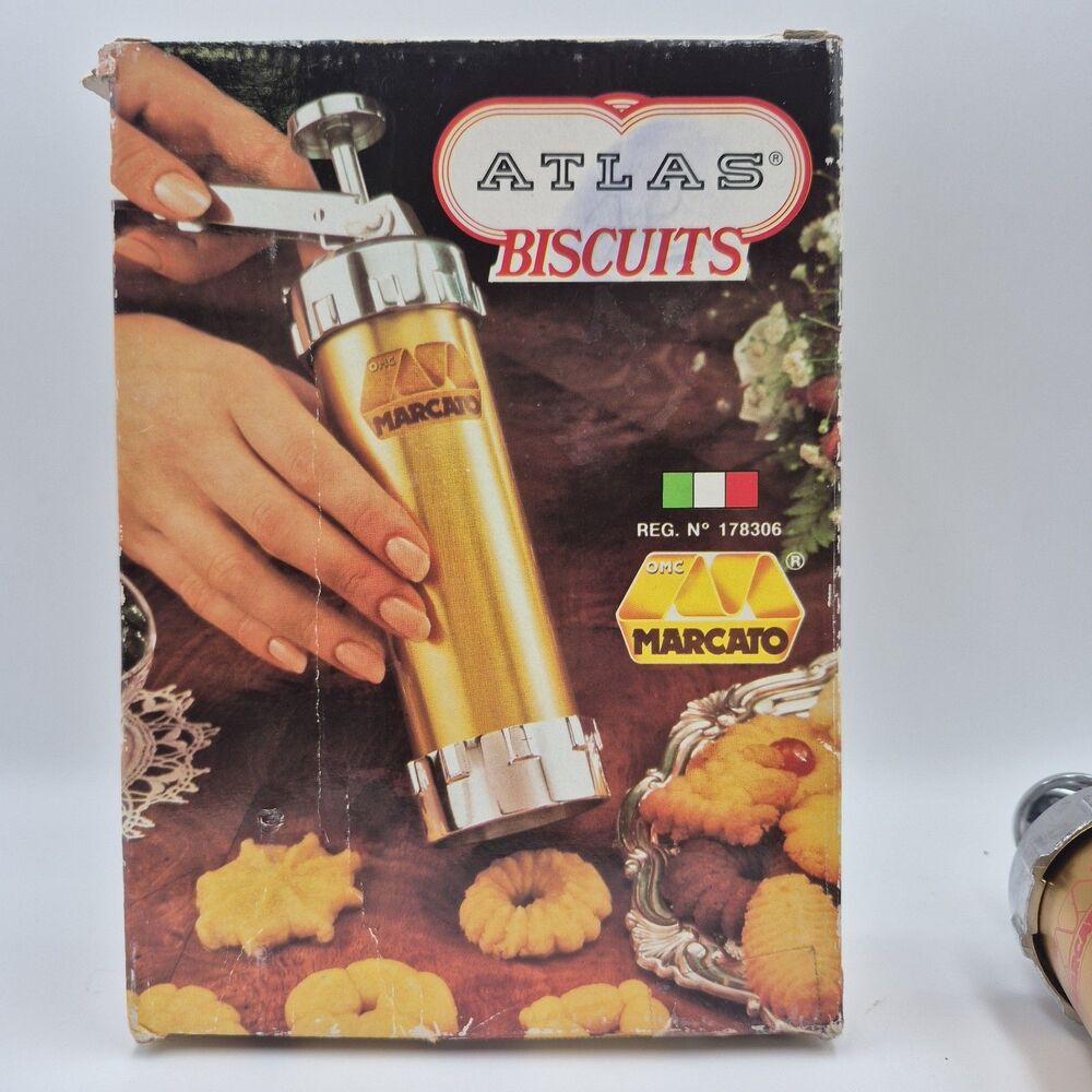 Marcato Atlas Biscuit Maker Cookie Press w/23 Attachments Italy